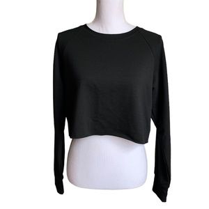 Laslulu Black Crop Top Sweatshirt Size Medium